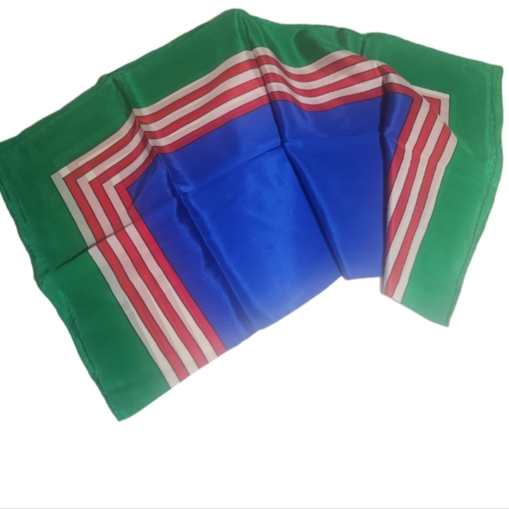 Yves Saint Laurent Vintage Green and Black Silk Logo Scarf - Picture 2 of 8